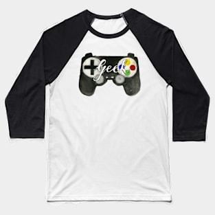 Hand Painted Watercolor Geek Game Controller Baseball T-Shirt